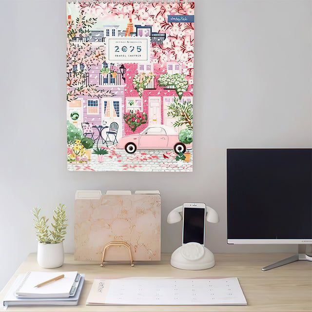 colorful travel calender 2025 near the desk