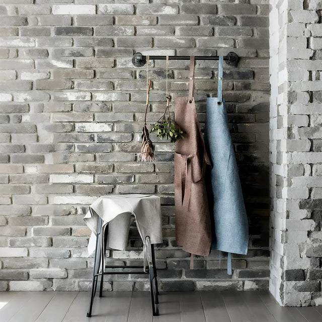 cotton linen waterproof apron hanging on the wall