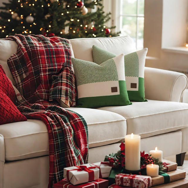 cozy festive square pillow cover as christmas decor