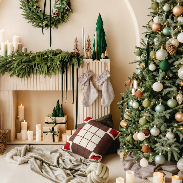 cozy festive square pillow cover on carpet
