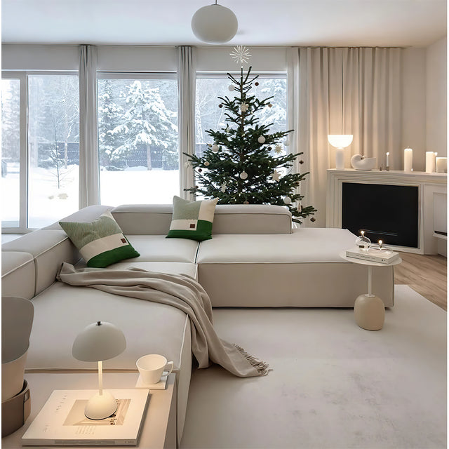 cozy festive square pillow cover on sofa