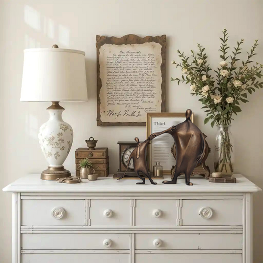 creative alloy father son decorative ornament on the cabinet