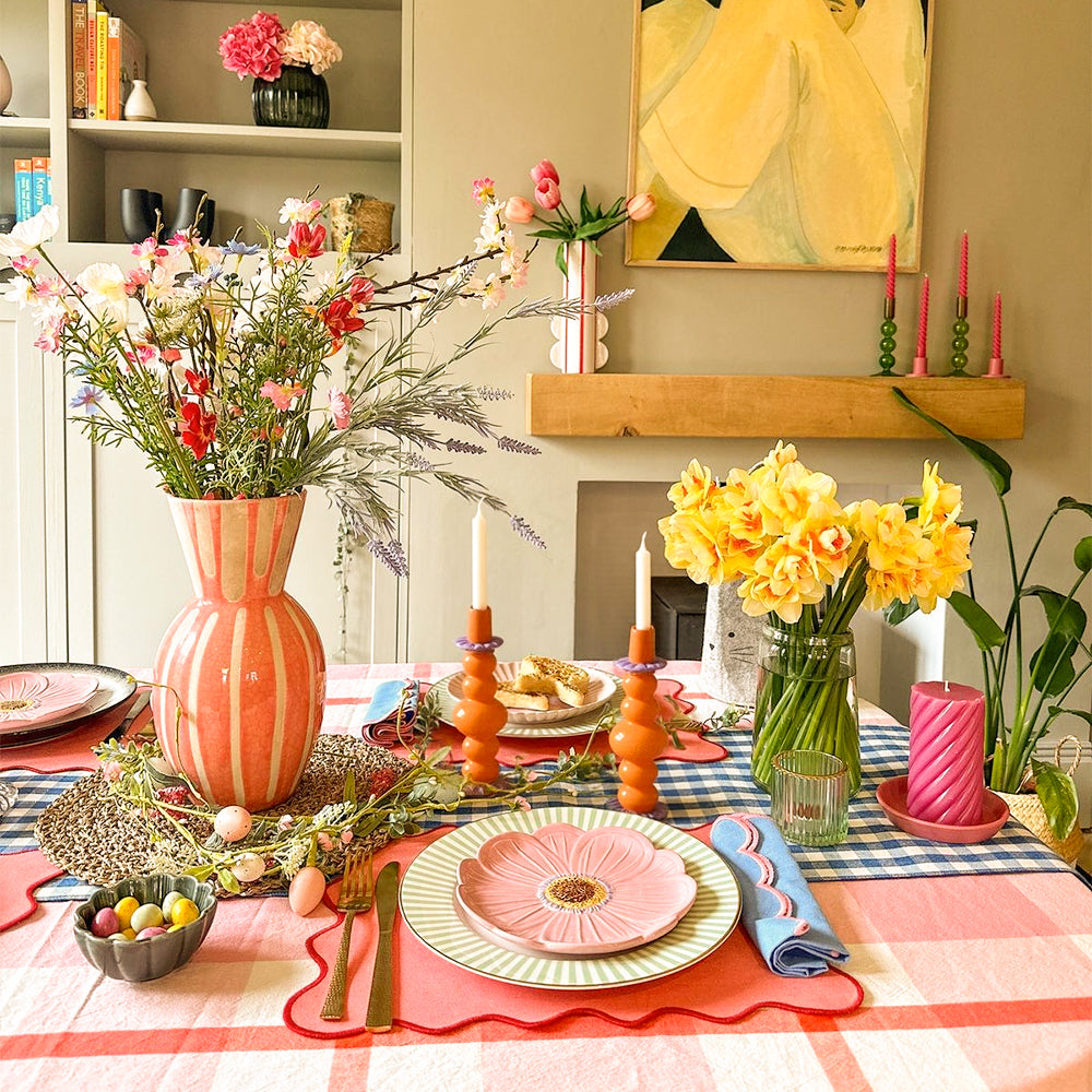 creative art glass candle holder on dining table