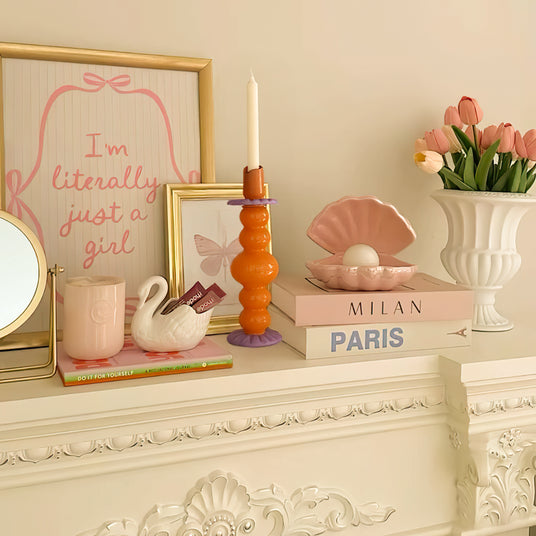 creative art glass candle holder on table