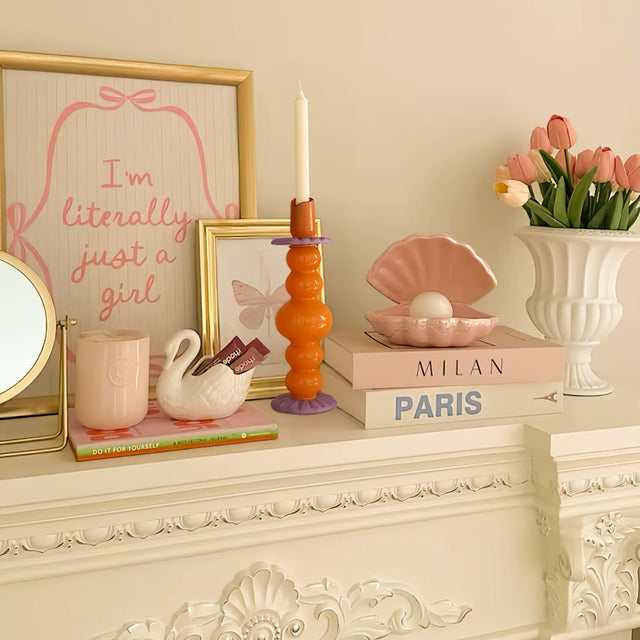 creative art glass candle holder on table