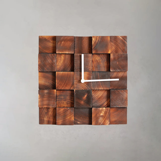 creative pine wood wall clock