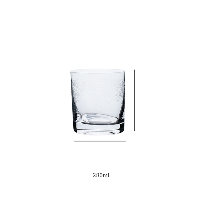 crystal whiskey glass with carved flowers size chart