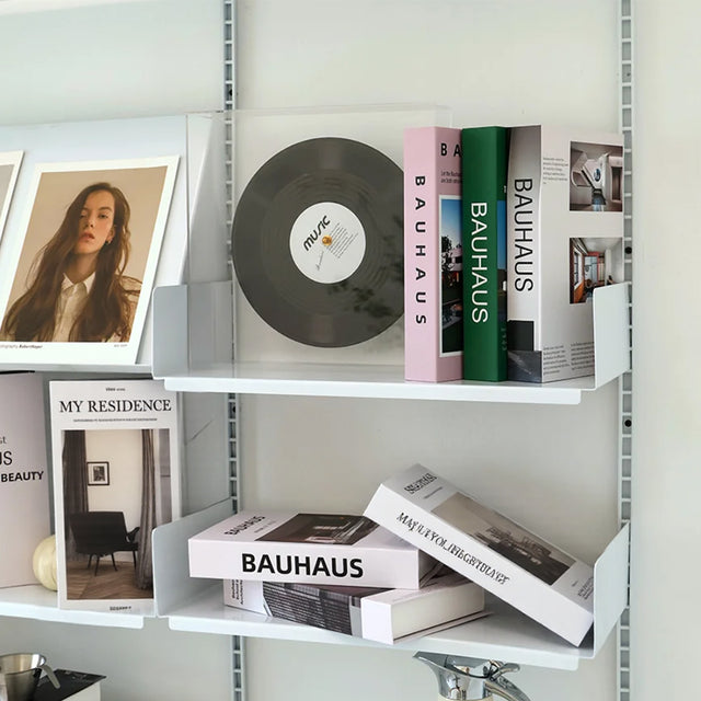 decorative book on the floating shelf