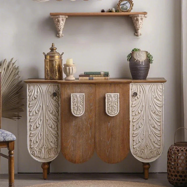 decorative floating shelf above the cabinet