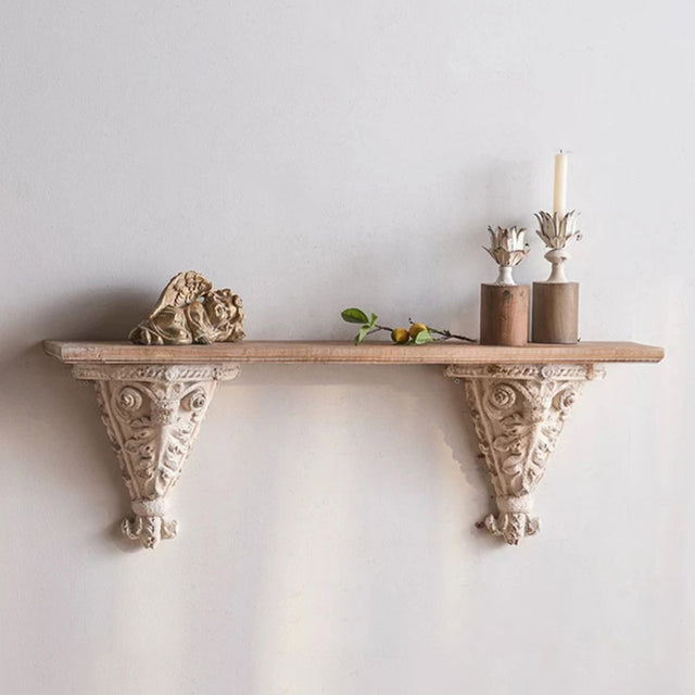 decorative floating shelf on the wall
