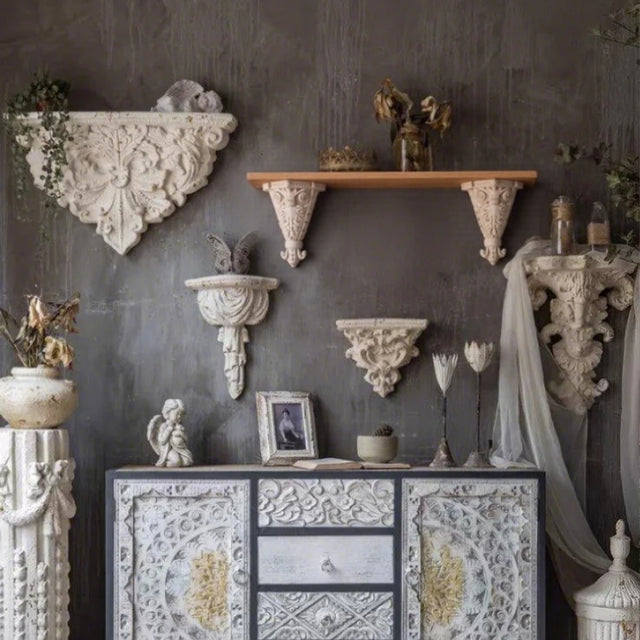 decorative floating shelf on the wall