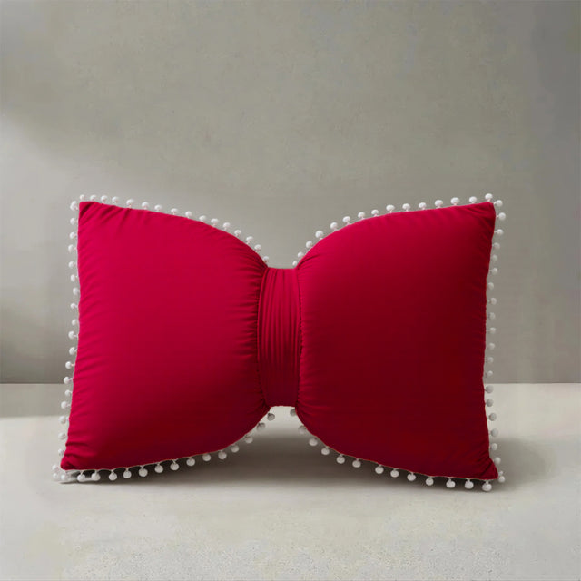 decorative red bow throw pillow