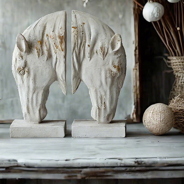 decorative resin horse head bookends details