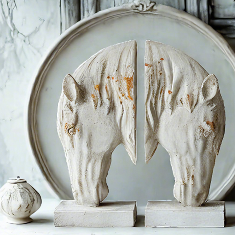 decorative resin horse head bookends details