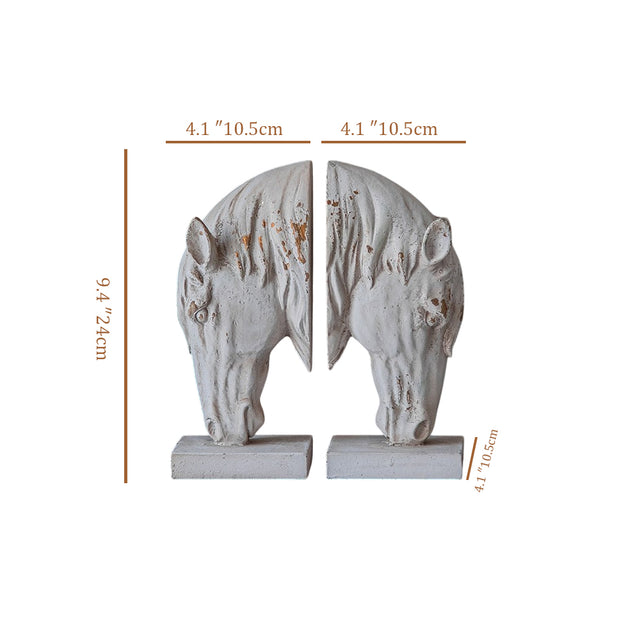 decorative resin horse head bookends size chart