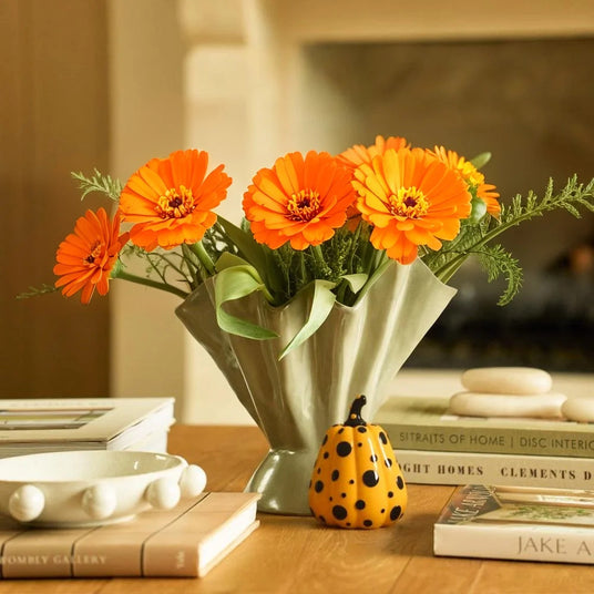 decorative resin polka dot pumpkin on table