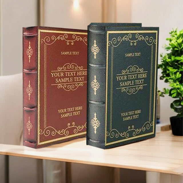 decorative storage box set on the wooden table