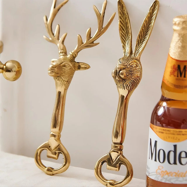 deer and rabbit shapes brass decorative bottle opener