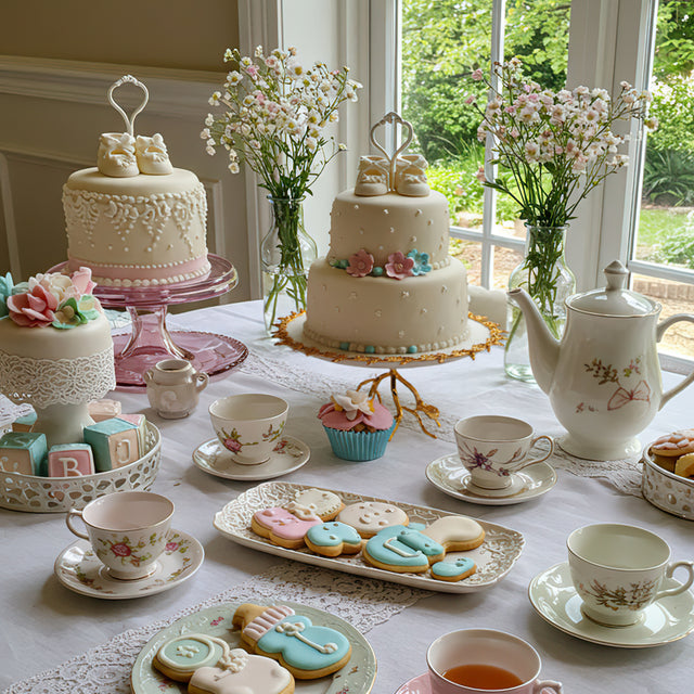 detachable plum blossom iron stand ceramic tray on the dining table