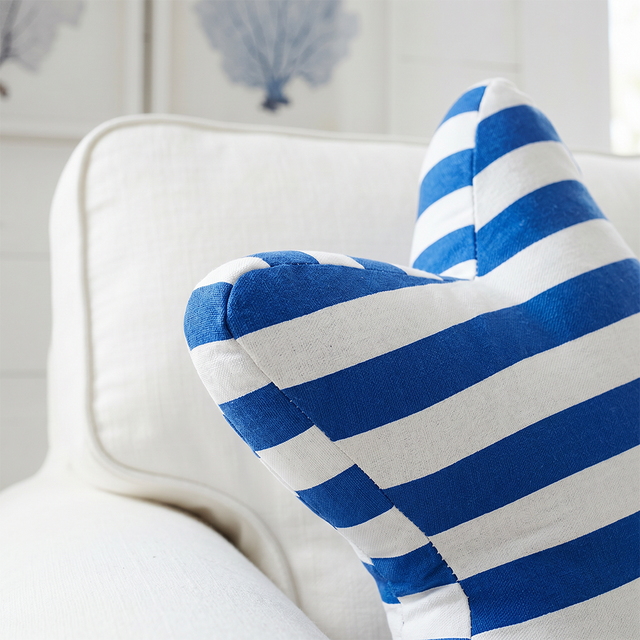 detail of blue starfish pillow seam
