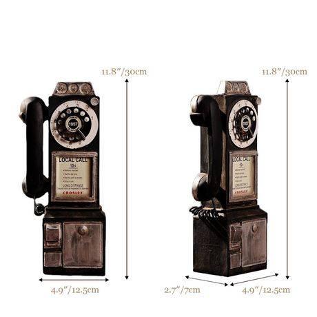 distressed resin decorative desk phone size chart
