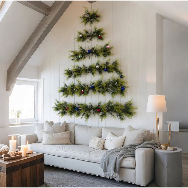 diy christmas wall tree in the living room