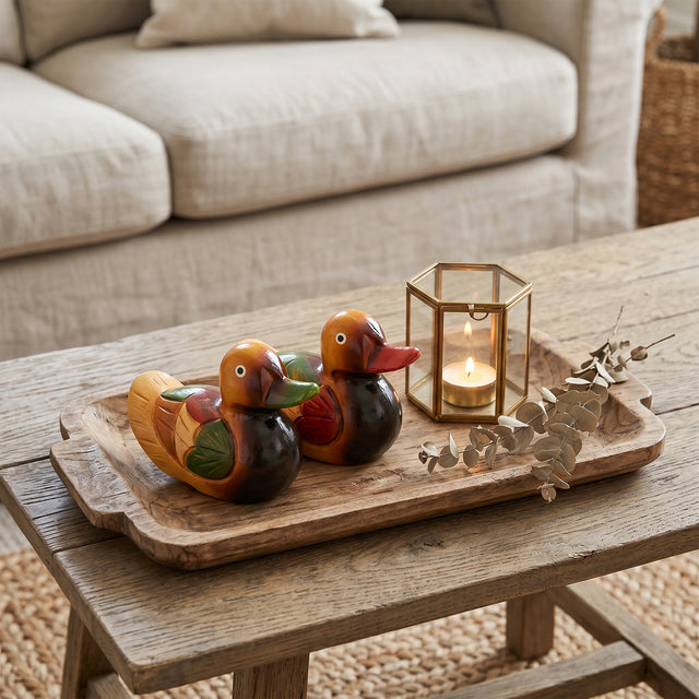 duck ornament coffee table scene