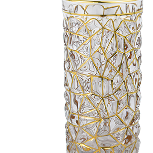 elegant crystal gold rimmed tall glass cups details