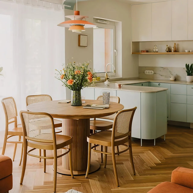 elegant crystal gold rimmed tall glass cups in the dining room
