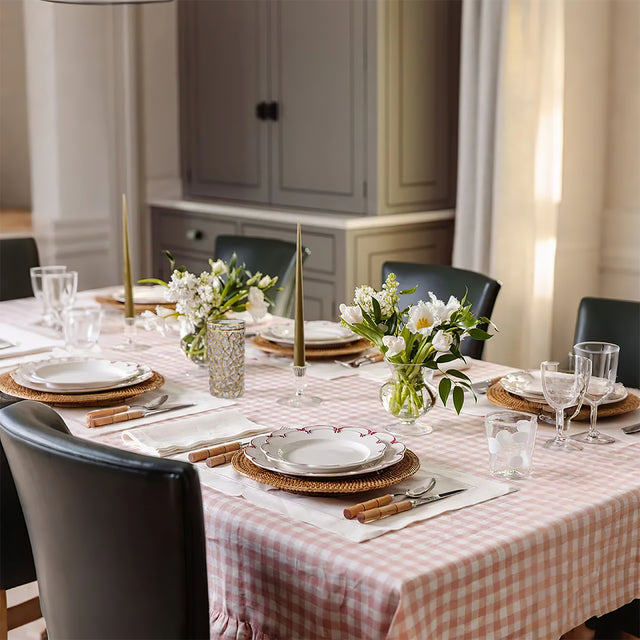 elegant crystal gold rimmed tall glass cups in the dining room