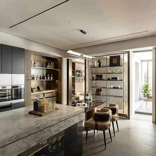 elegant crystal gold rimmed tall glass cups in the living room