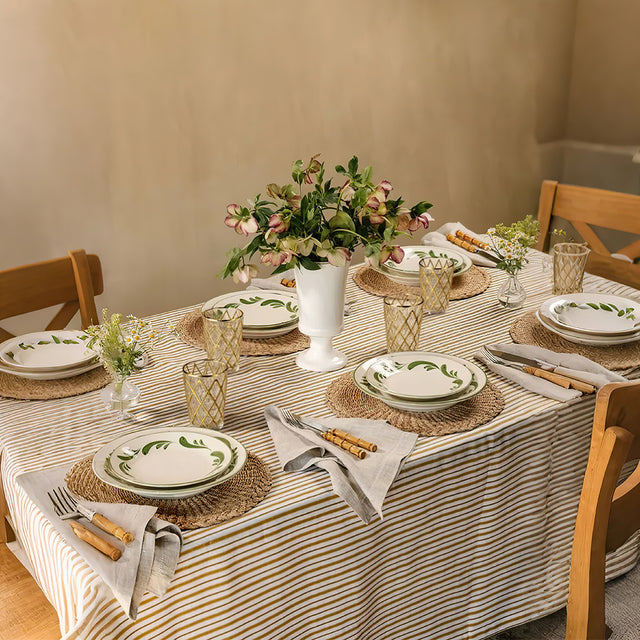 elegant gold rimmed drinking glasses on the table