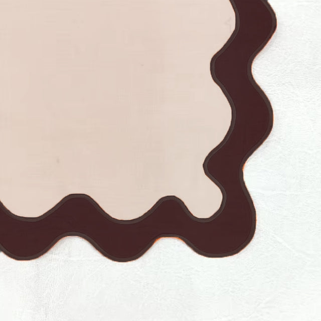 espresso brown scalloped hem placemats details