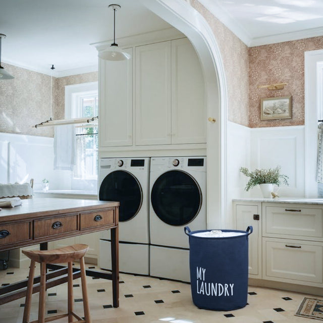 extra large drawstring fabric with waterproof moisture resistant lining laundry basket in laundry room