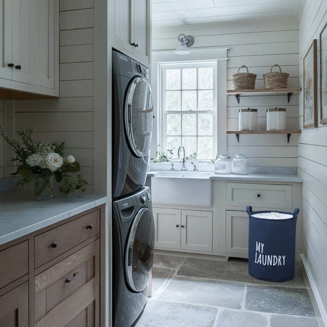 extra large drawstring fabric with waterproof moisture resistant lining laundry basket in washroom