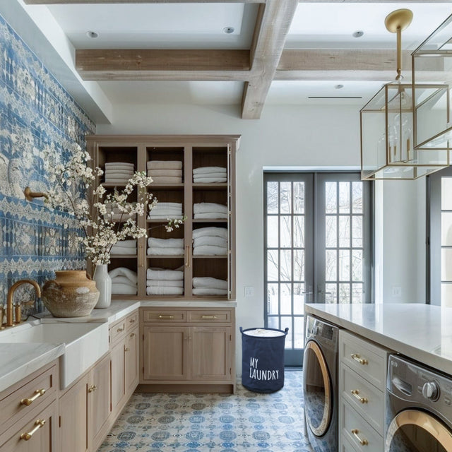 extra large drawstring fabric with waterproof moisture resistant lining laundry basket in washroom