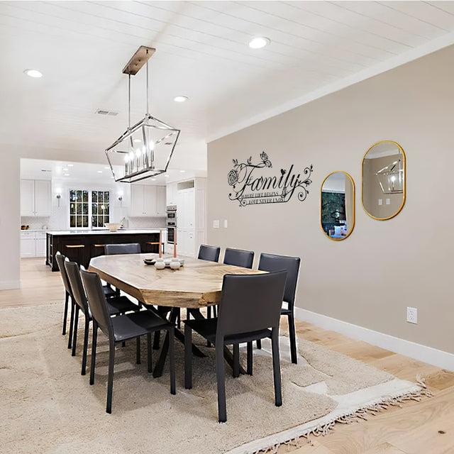 family sign wall art hanging in the dining room