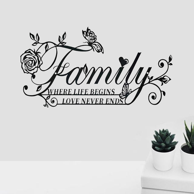 family sign wall art hanging on the wall