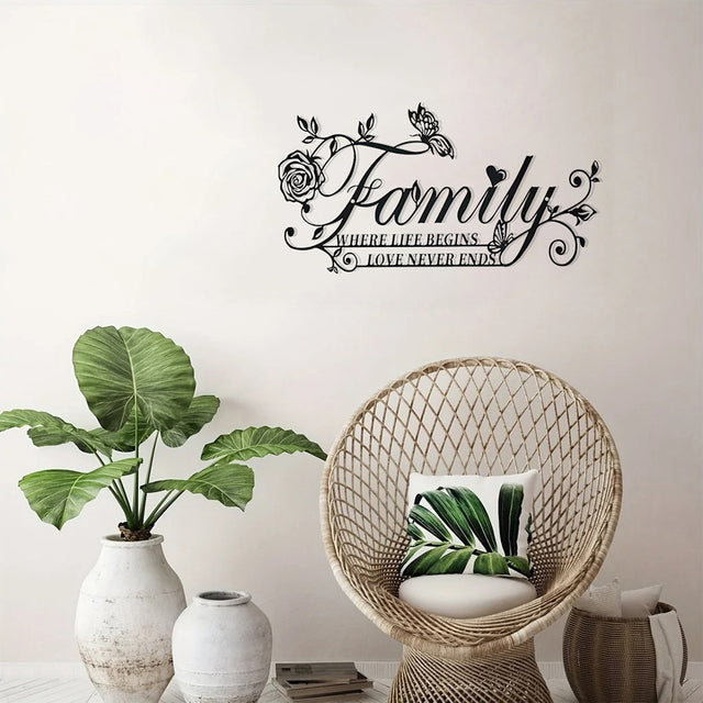 family sign wall art hanging on the wall