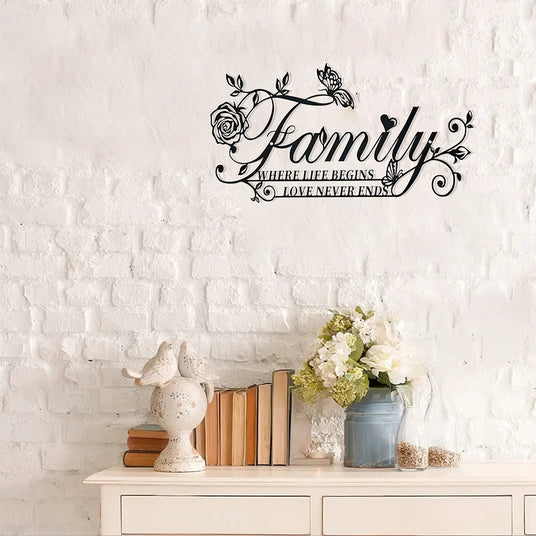 family sign wall art hanging on the wall