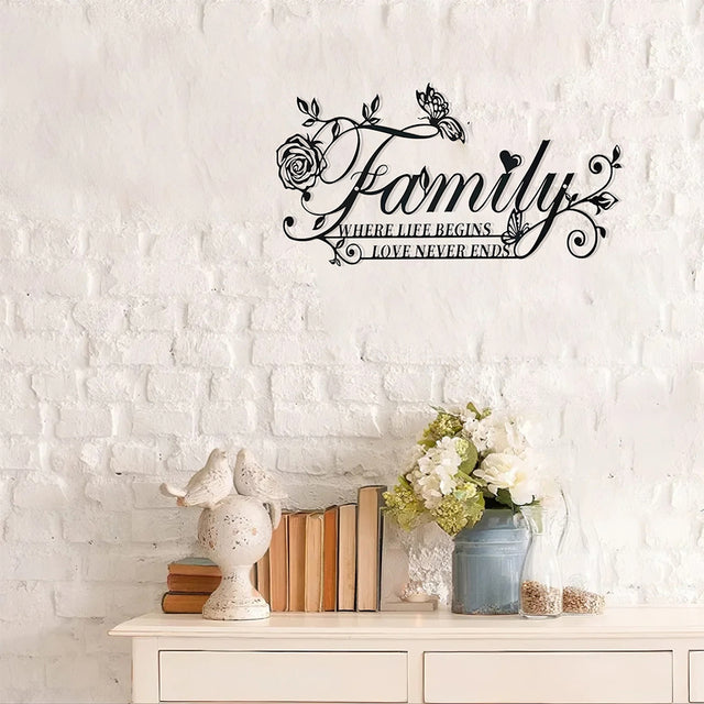 family sign wall art hanging on the wall