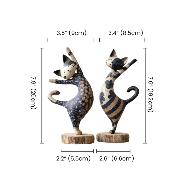 figurines two standing cats dimensions measurement