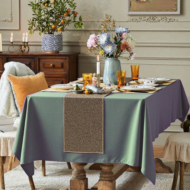 floral lace PVC table runner placed on the table