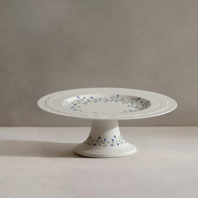 floral vine embossed ceramic serving cake stand