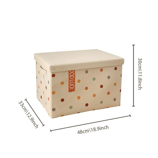 foldable colorful storage box with a lid size chart