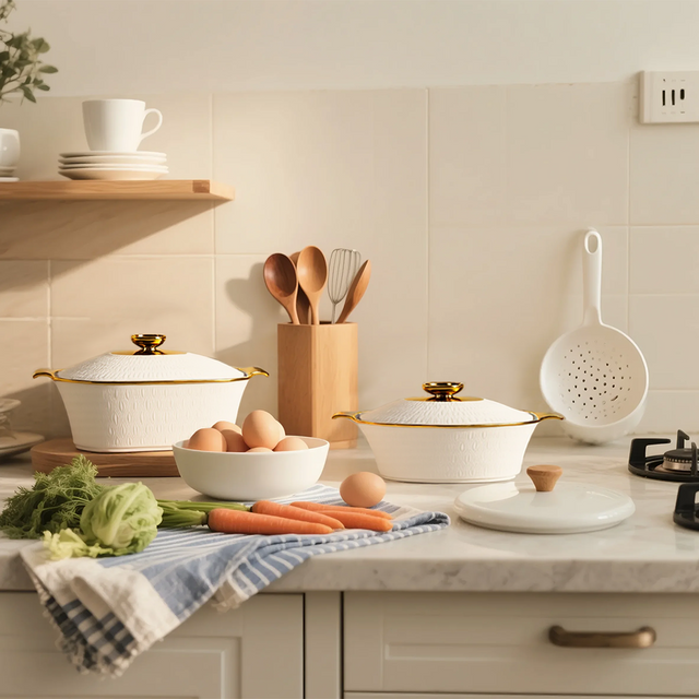 french ceramic white large soup bowl in the kitchen as kitchenware