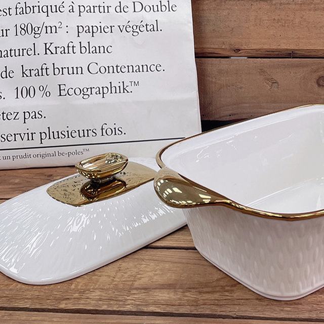 french ceramic white large soup bowl details