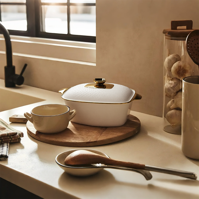 french ceramic white large soup bowl in the kitchen