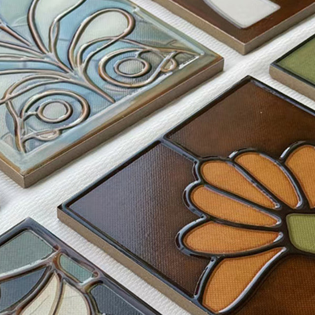 french retro bathroom enamel relief wall tile details