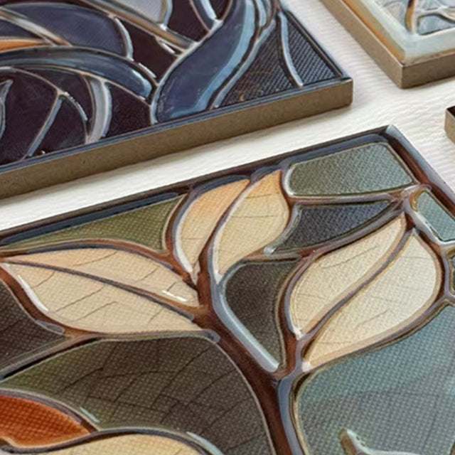 french retro bathroom enamel relief wall tile details